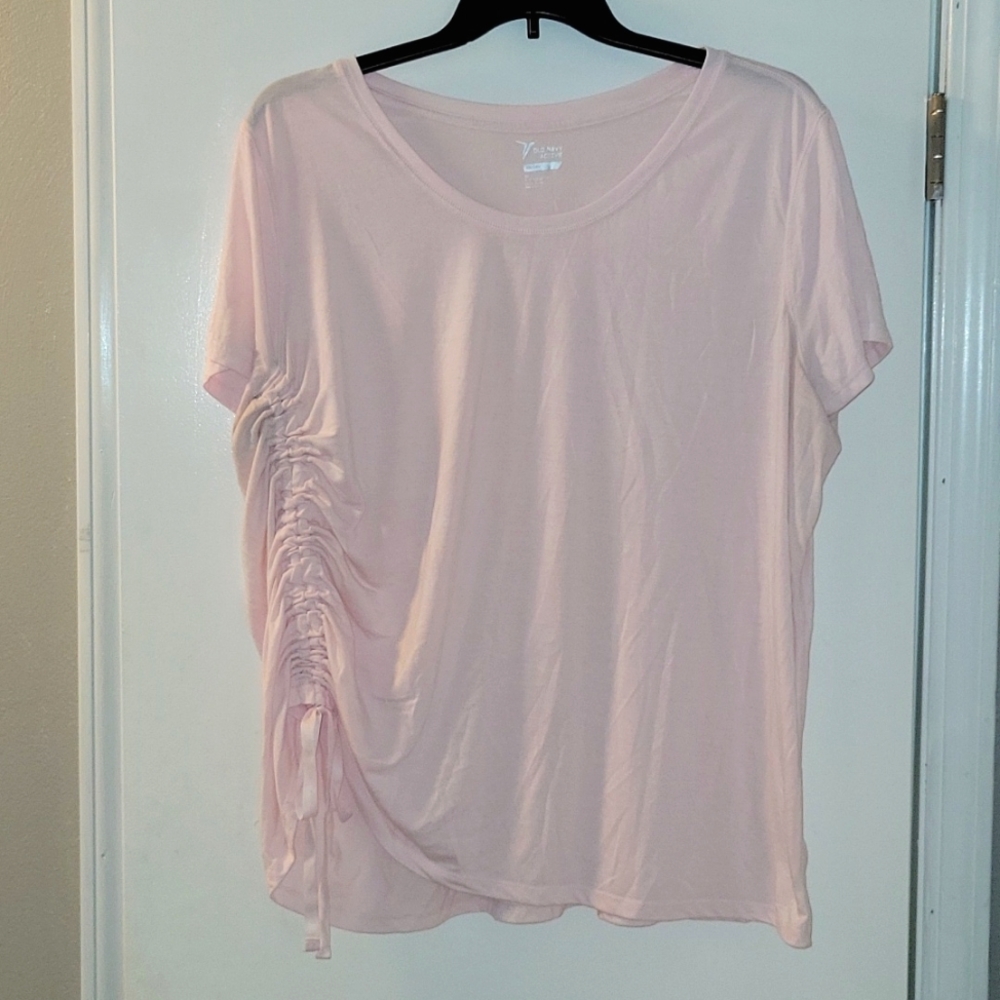 Old Navy Active Go-Dry Shirred Side Tie Short Sleeve Tee, 3X, Pink